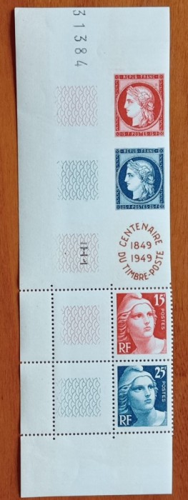 FRANTA-1948-&#039;&#039;CENTENARUL MARCII&#039;&#039; Sraif de -4val+vineta-MNH -NESTAMPIL.-VEZI SCAN