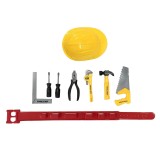 Curea cu unelte si casca de mester, 9 piese, pentru copii, ATU-089383, Plastic, Oem
