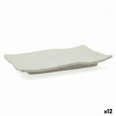 Set 12 farfurii intinse dreptunghiulare, Bidasoa, Ikonic, 20.7 x 13 x 2 cm, plastic, gri