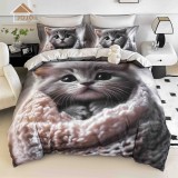 Cumpara ieftin Lenjerie pat single 5D,bumbac finet,4 piese,cearceaf cu elastic 140x200cm,cearceaf pilota 155x205cm,2 fete de perna 55x80cm-A1254