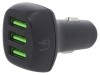 &Icirc;ncărcător Auto USB Triple Negru 12-24V