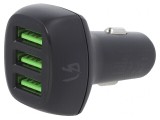 &Icirc;ncărcător Auto USB Triple Negru 12-24V