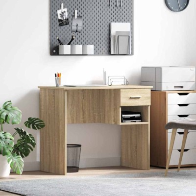 vidaXL Birou cu depozitare Stejar Sonoma 90x49.5x75 cm Lemn stratificat foto