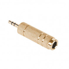 Adaptor Generic Jack 3.5 mm Male - Jack 6.3 mm Female Gold foto