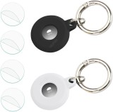 Carcasa pentru Apple Airtags ULBTER, silicon/metal, alb/negru