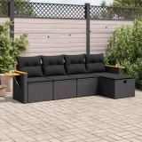 Cumpara ieftin Gossi set mobilier de gradina cu perne, 5 piese, negru, poliratan