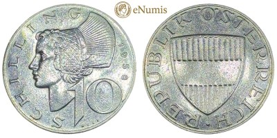 (M100) 10 Schilling 1958 Argint Austria - Km 2882 foto
