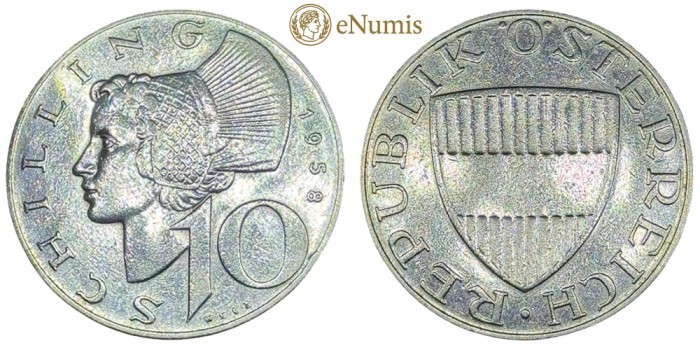 (M100) 10 Schilling 1958 Argint Austria - Km 2882