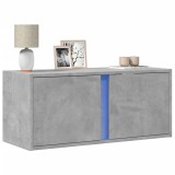 Cumpara ieftin Comodă TV de perete cu lumini LED, gri beton, 80x31x35 cm