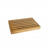 Tocator manual din bambus cu margini si tava pentru depozitat, dreptunghiular, 38x23x4 cm, Kinghoff