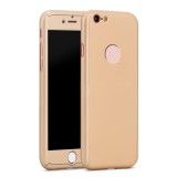 Husa 360 de grade compatibila cu iphone 7 full body, fata+spate (folie de protectie inlcusa), gold, Htphone