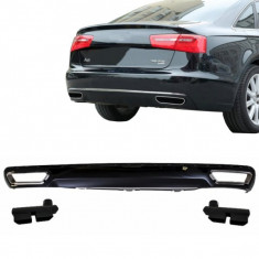 Difuzor Bara Spate si Ornamente Evacuare compatibil cu AUDI A6 4G (2010-2014) Facelift w12 Design foto