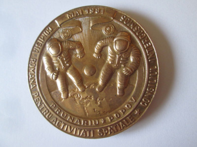 Medalie bronz Consiliul Intercosmos-Primul Cosmonaut Rom&amp;acirc;n:Prunariu-Popov 1981 foto