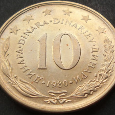 Moneda 10 DINARI / DINARA - RSF YUGOSLAVIA, anul 1980 *cod 1542 A = UNC