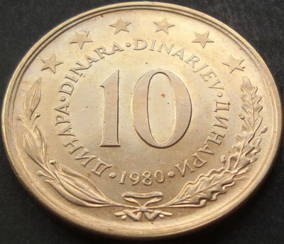 Moneda 10 DINARI / DINARA - RSF YUGOSLAVIA, anul 1980 *cod 1542 A = UNC foto