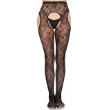 Leg Avenue Hosiery-1967 Bloom Net Suspender Tights Negru &ndash; Mărime Unică