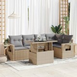 vidaXL Set canapele de grădină cu perne, 6 piese, bej, poliratan 3326480