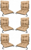 Set 6 Perne sezut/spatar pentru scaun de gradina sau balansoar, 50x50x55 cm, culoare bej, Palmonix