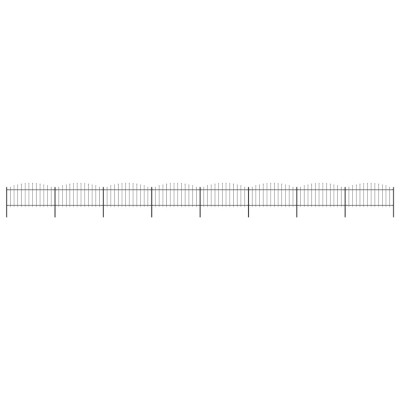 vidaXL Gard de grădină cu v&amp;acirc;rf suliță, negru, (0,5-0,75) x 13,6 m oțel foto
