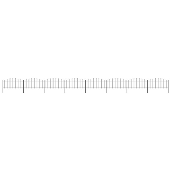 vidaXL Gard de grădină cu v&acirc;rf suliță, negru, (0,5-0,75) x 13,6 m oțel