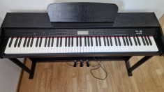 Pian digital cu 88 de clape Vida XL, cu pedale, placă melamină, negru