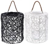 Cumpara ieftin Set 2 felinare plastic cu pahar sticla 31 x 39 cm