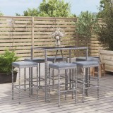 Set mobilier bar de gradina cu perne, 7 piese, gri, poliratan GartenMobel Dekor, vidaXL