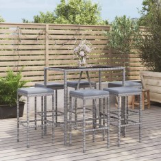 vidaXL Set mobilier bar de grădină cu perne, 7 piese, gri, poliratan foto