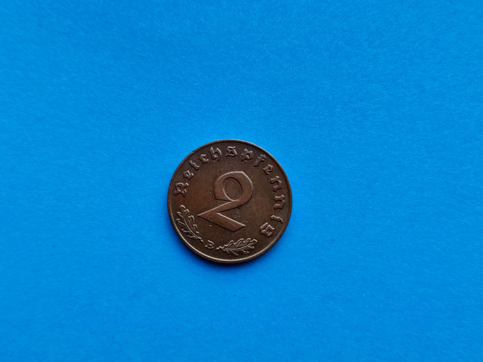 2 Pfennig 1939 lit. B -Germania-patina frumoasa-