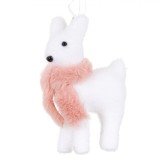 Ornament Brad Crăciun, Cerb, Spumă, Fular Roz, 13 cm, Oem