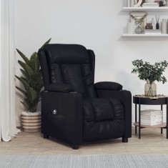 vidaXL Fotoliu rabatabil electric, negru, piele ecologică