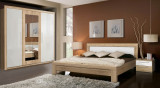 Cumpara ieftin Set Mobila Dormitor din pal, 4 piese Jelte Stejar Sonoma / Alb-200 x 160 cm