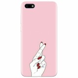 Husa silicon pentru Huawei Y5 Prime 2018, Pink Finger Cross