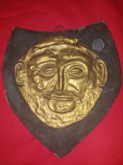 Masca lui AGAMEMNON,Sculptura Aurie -Replica MASCA FUNERARA Regelui MICENIAN