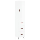 Dulap inalt, alb extralucios, 34,5x34x180 cm, lemn prelucrat