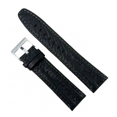 Curea Ceas Piele REWA Neagra Cusatura Gri 20mm 22mm WZ2192 foto