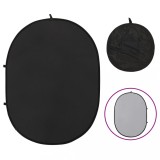Cumpara ieftin Ecran de fundal studio foto 2-&icirc;n-1 negru și gri 200x150 cm oval