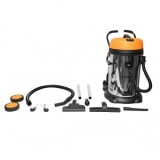 Aspirator profesional industrial umed/uscat volum 75L tensiune alimentare 220V, putere 2x1200W corp din inox Hoteche