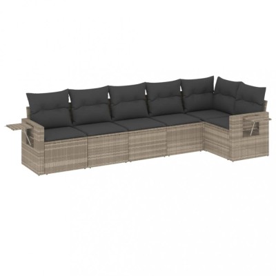 Set canapele de gradina cu perne, 6 piese gri deschis poliratan foto
