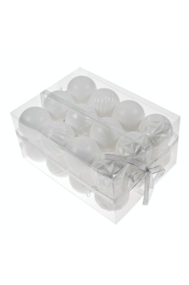 Globuri de Craciun albe, diametru 6 cm, set 24 bucati, SD15-6047W foto