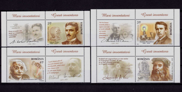 RO 2014 ,LP 2052 ,&quot;Mari inventatori&quot; - serie cu viniete ,MNH