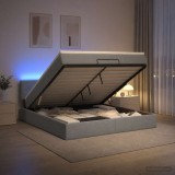 Cumpara ieftin Pat Ottoman cu Saltea si LED Gri deschis 180 x 200 cm Tesatura
