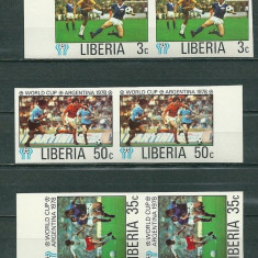 Liberia 1978 World Cup Football 3c+35c+50c x 2 imperf. MNH S.592