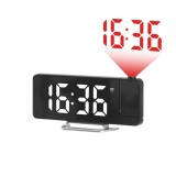 Ceas, desteptator, cu proiectie pe tavan, ecran led, negru, Alimentat prin cablu USB sau baterii. Compact si usor de plasat pe noptiera, Oem