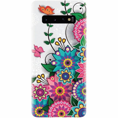 Husa silicon personalizata pentru Samsung Galaxy S10 Plus, Mandala Flowers foto