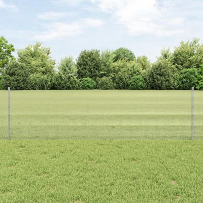 vidaXL &amp;Icirc;ngrădire din S&amp;acirc;rmă Sudată cu 5 Posturi U Argintiu 0.6x10 m Oțel foto