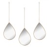 Set Oglinzi Decorative, 3 Buc, Formă Picătură, Cadru Plastic Auriu, Lanț 30cm, 19x28cm, Oem
