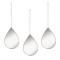 Set Oglinzi Decorative, 3 Buc, Formă Picătură, Cadru Plastic Auriu, Lanț 30cm, 19x28cm