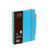 Caiet cu spira A5,100 file, matematica, colturi rotunjite, coperta plastic, albastra