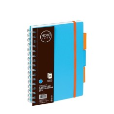 Caiet cu spira A5,100 file, matematica, colturi rotunjite, coperta plastic, albastra